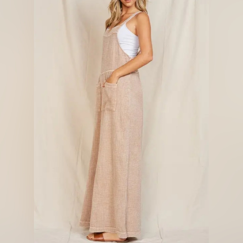 080 - ⭐️LAST ONE!⭐️ BRAND NEW! FABULOUS WIDE LEG COTTON OVERALLS JUMPSUIT - Picture 3 of 4